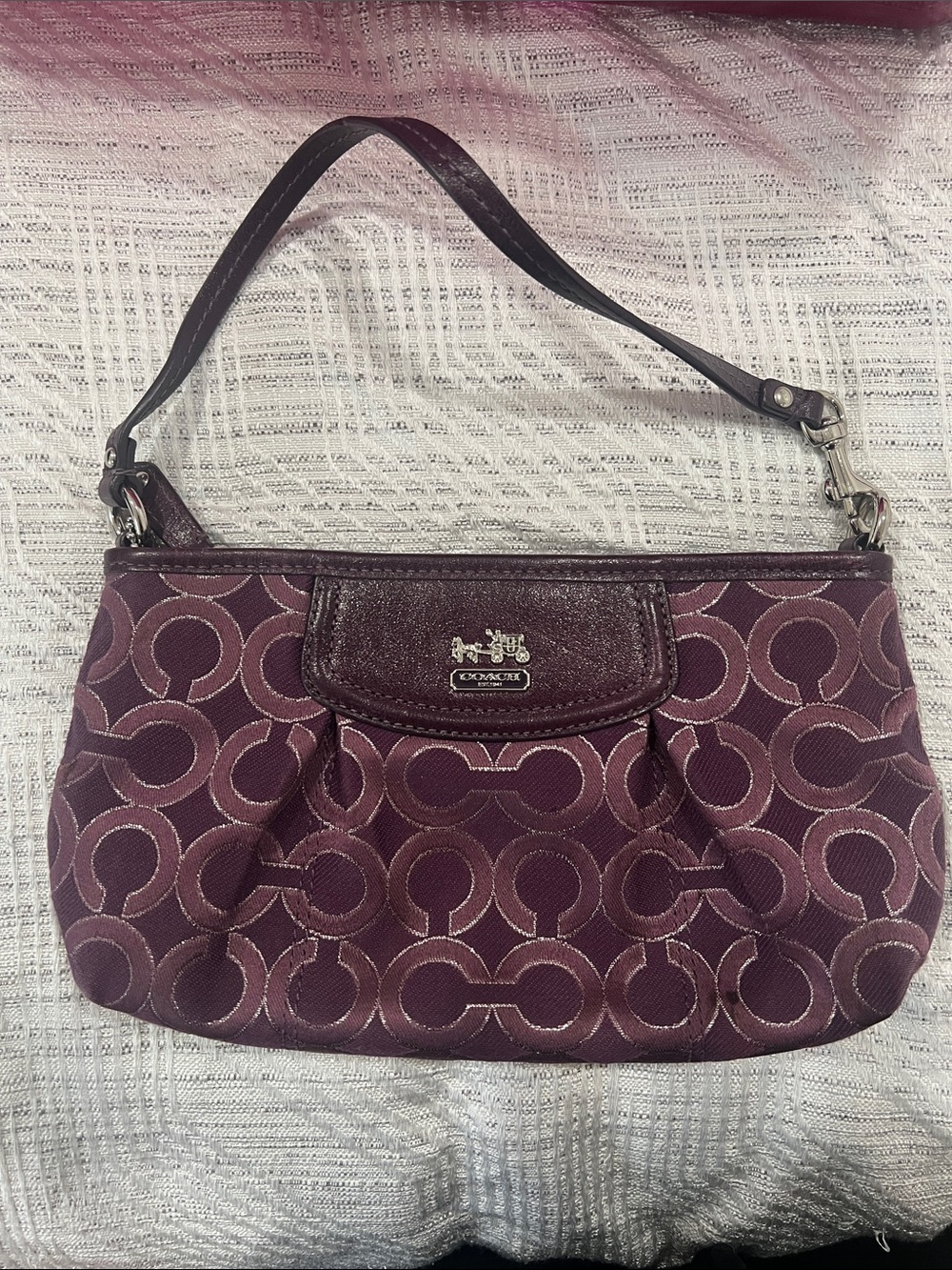 Coach Plum Jacquard Signature Small Shoulder Bag